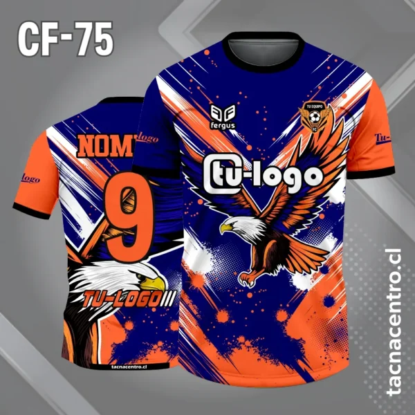 Camiseta de futbol aguila calva color azul y anaranjado 1 Camiseta de futbol aguila calva color azul y anaranjado