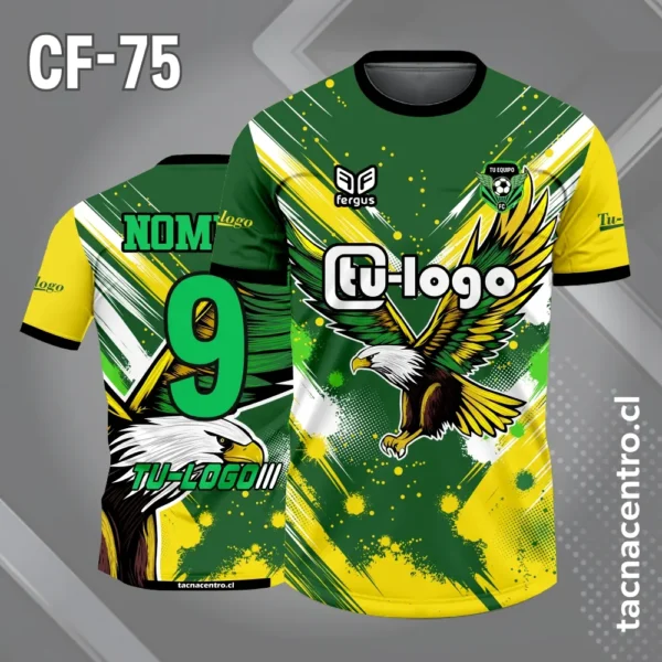 Camiseta de futbol aguila calva color azul y anaranjado 5 Camiseta de futbol aguila calva color verde y amarillo