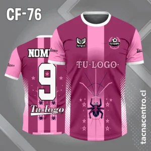 Camiseta de futbol araña con franjas morado y rosado