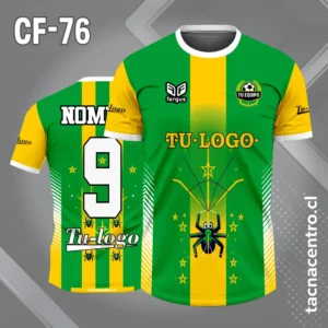 Camiseta de futbol araña con franjas verde amarillo