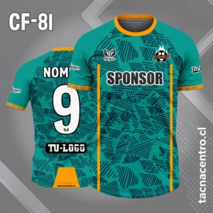 Camisetas de Futbol Verdes Personalizadas 7 Camiseta de futbol verde con rayas oscuras y linea naranja