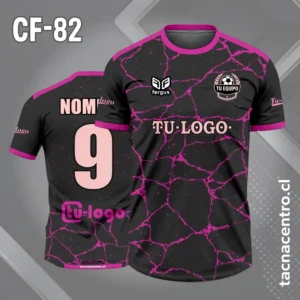 Camisetas de Fútbol Rosadas 4 Camiseta de futbol negro con rajaduras rosadas