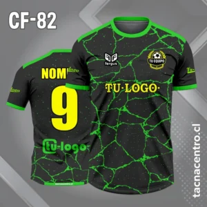 Camiseta de futbol negro con rajaduras verdes