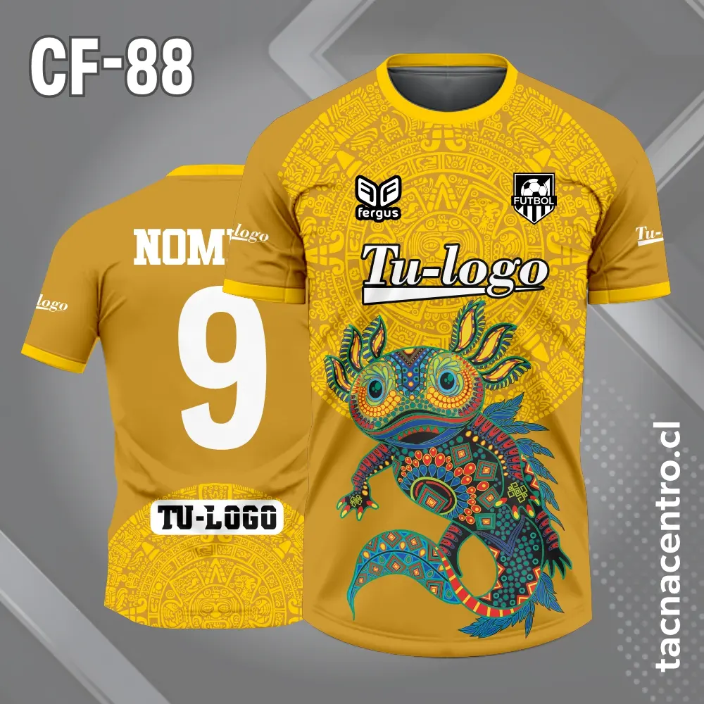 Camiseta de futbol ajolote mexicano color amarillo