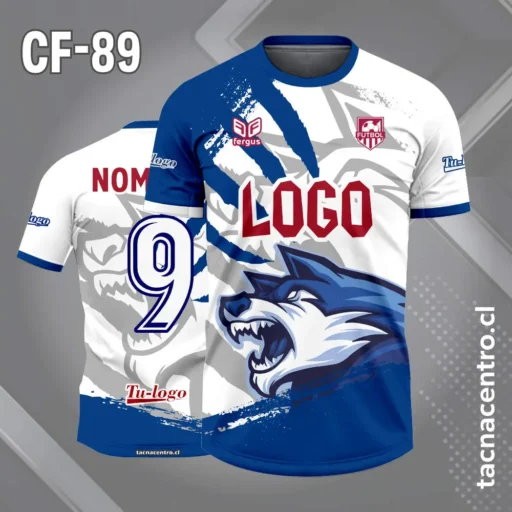 Camiseta de Futbol Lobo Azul Blanco