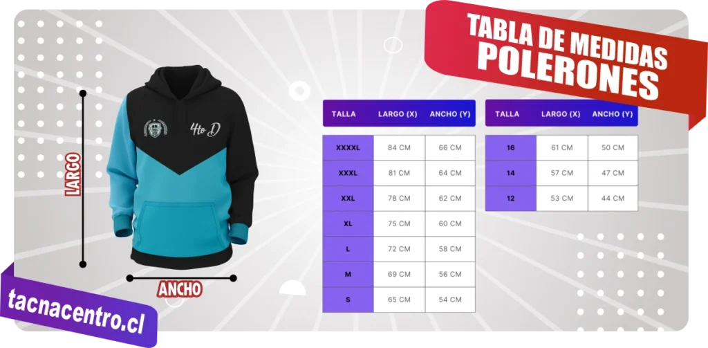 polerones 4to medio tallas chile