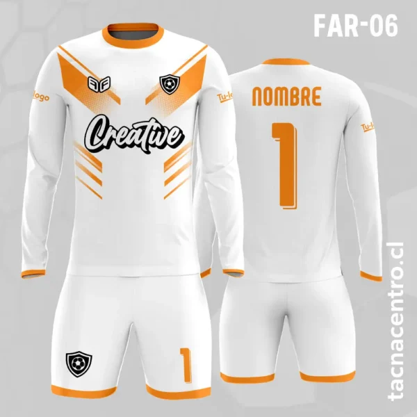 Camiseta de Arquero Celeste Blanco 2 Camiseta de Arquero naranja Blanco
