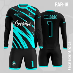 Camiseta de Arquero Negro con Rayos celestes