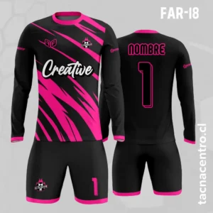 Camiseta de Arquero Negro con Rayos rosados