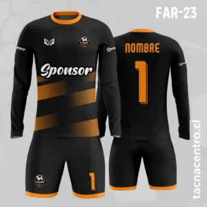 Camiseta de Arquero Negro con Franjas naranja