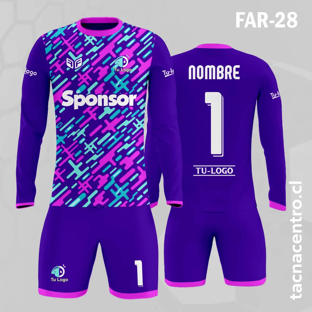 Camiseta de Arquero Morado Rosado Celeste