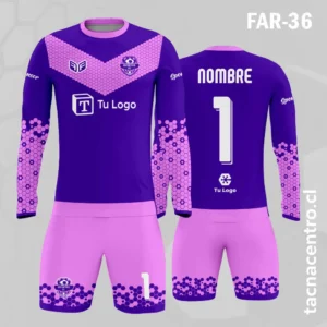 Camiseta de Arquero morada con Franja rosada central