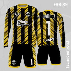 Camiseta de Arquero negra con Franjas Amarillas
