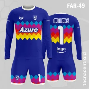 Camisetas de Fútbol Personalizadas: Diseño Gratis 59 Camiseta de Arquero azul franja rosada amarilla