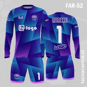 Camiseta de Arquero azul con rayas rosadas y celestes