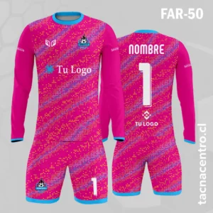 Camiseta de Arquero rosado con puntos celestes