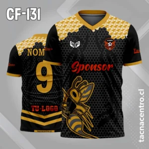 Camiseta de futbol abeja color beige con negro