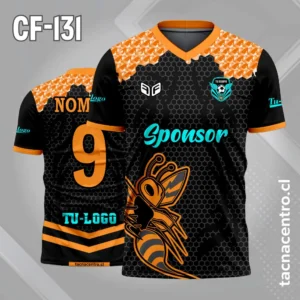 Camiseta de futbol abeja color naranja con negro