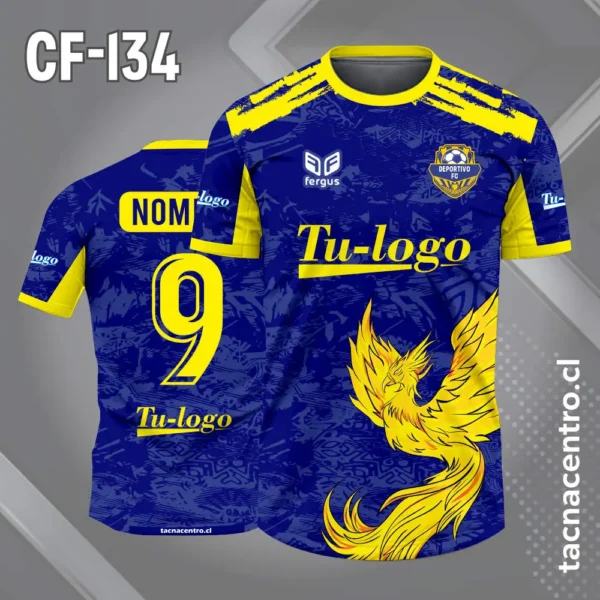 Camiseta de futbol fenix negro con amarillo 2 Camiseta de futbol fenix amarillo con azul