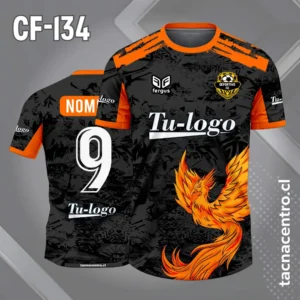 Camiseta de futbol fenix naranja con negro