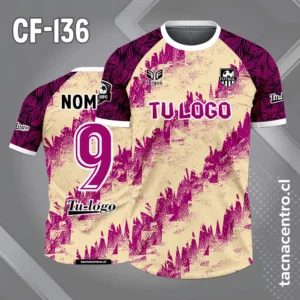 Camiseta de futbol manga ranglan guinda con beige