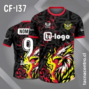 Camisetas de Futbol Negras Personalizadas 12 Camiseta de Futbol Fenix Negro Rojo