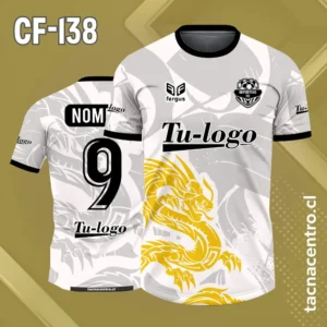 Camiseta de futbol dragon amarillo con fondo blanco