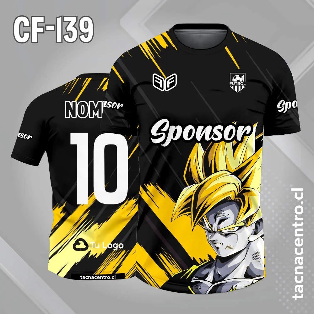 Camiseta de futbol goku negro con dorado