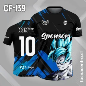 Camiseta de futbol goku negro con celeste