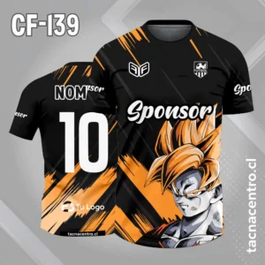 Camiseta de futbol goku negro con naranja