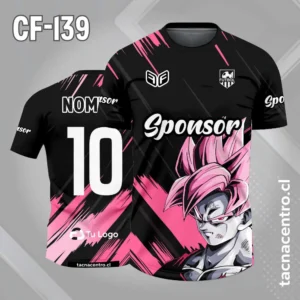 Camiseta de futbol goku negro con rosado