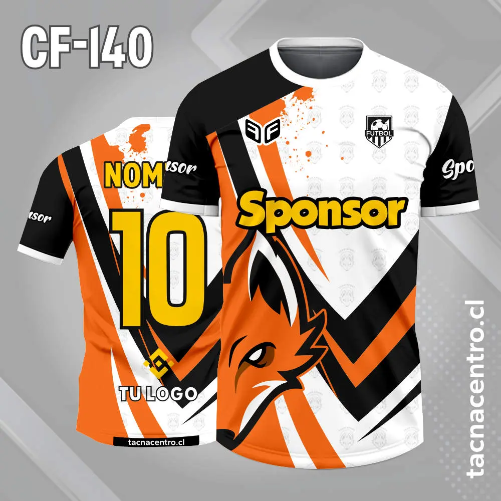 Camiseta de futbol zorro blanco naranja y negro - Tacna Centro