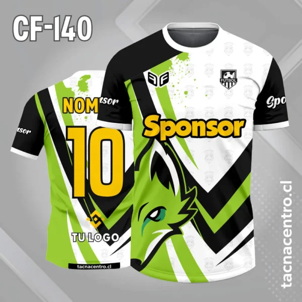 Camiseta de Futbol Zorro Naranja Negro Blanco 5 Camiseta de futbol zorro verde blanco y negro