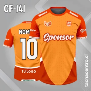 Camiseta de futbol ladrillo y naranja