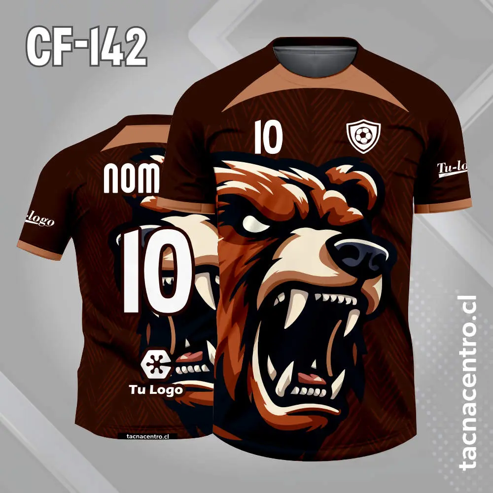 Camiseta de futbol oso fondo cafe