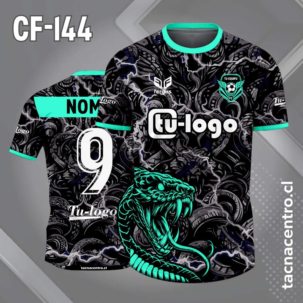 camiseta de futbol modelo CF 144 negro verde agua