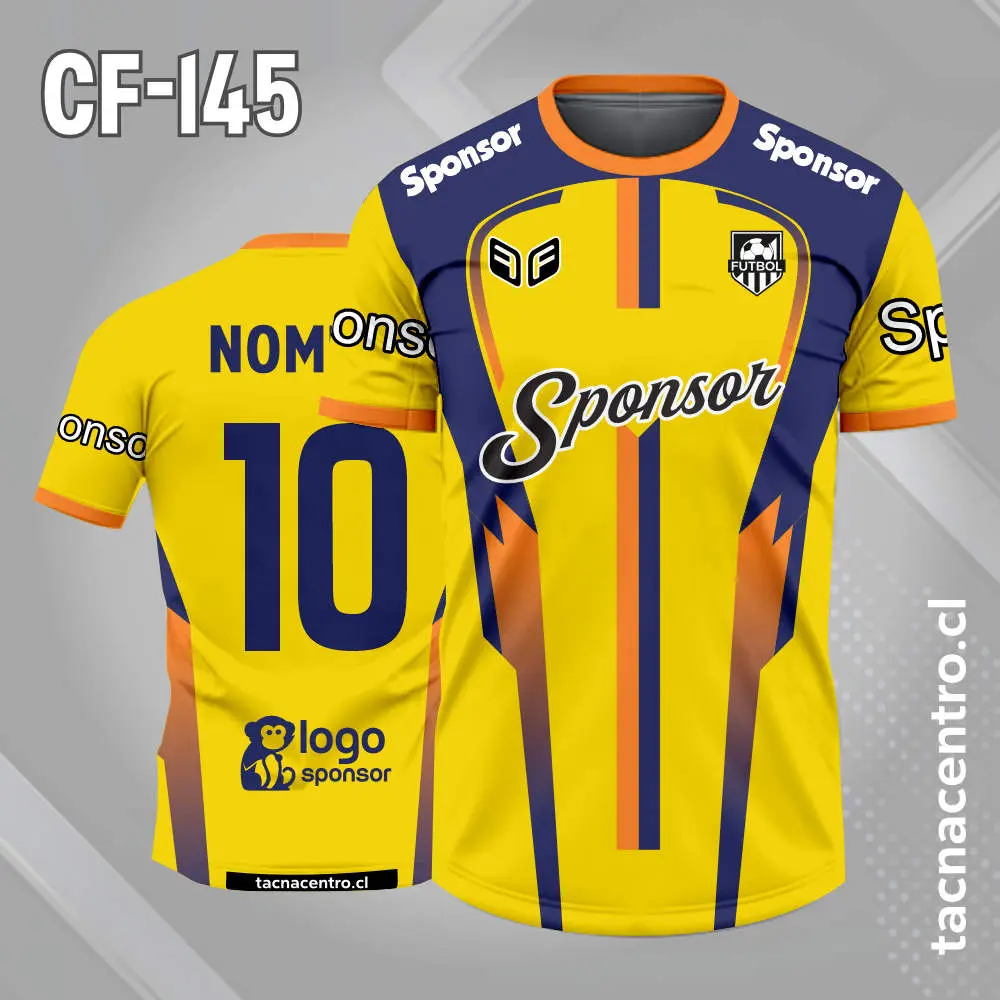 Camiseta de futbol amarillo y azul