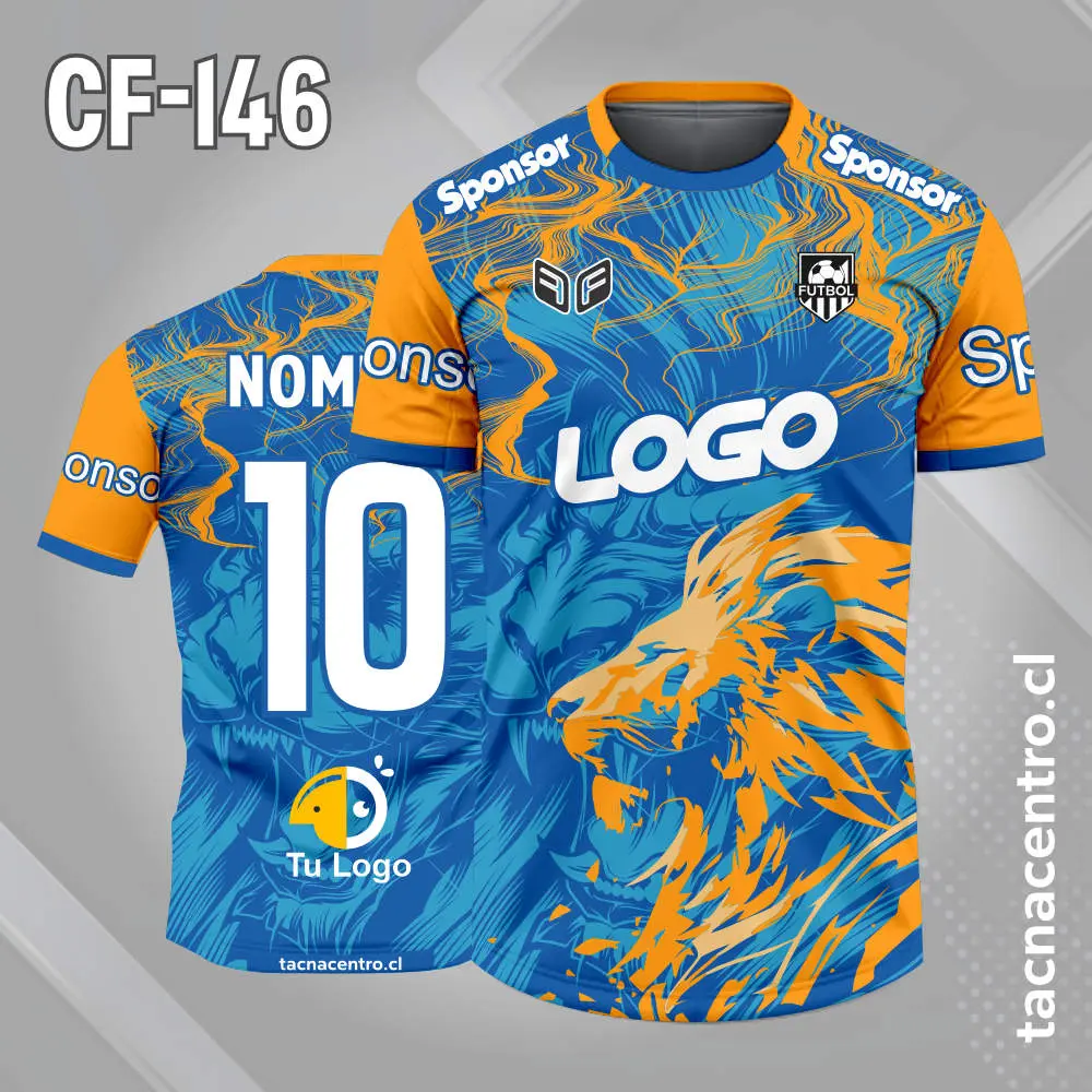 Camiseta de futbol leon naranja celeste