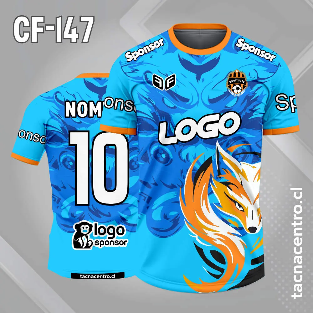 Camiseta de futbol zorro naranja celeste