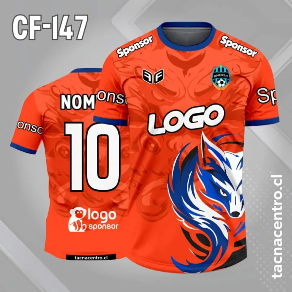 Camiseta de Futbol Zorro Celeste Naranja 4 Camiseta de futbol zorro naranja azul