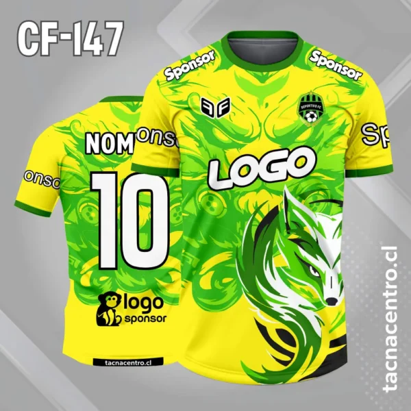 Camiseta de Futbol Zorro Celeste Naranja 5 Camiseta de futbol zorro amarillo verde