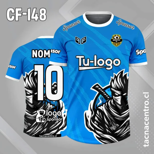 Camiseta de futbol ninja negro morado 2 Camiseta de futbol ninja negro azul