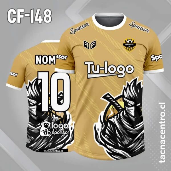 Camiseta de futbol ninja negro morado 3 Camiseta de futbol ninja negro beige