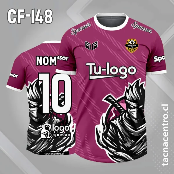 Camiseta de futbol ninja negro morado 1 Camiseta de futbol ninja negro morado