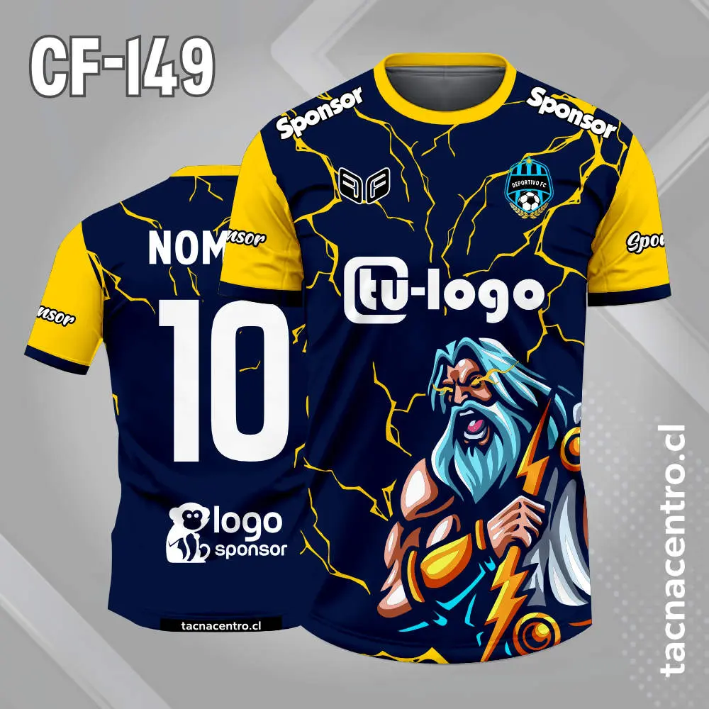 Camiseta de futbol zeus azul amarillo