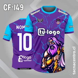 Camiseta de futbol zeus morado celeste