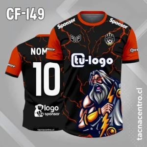 Camiseta de futbol zeus negro rojo