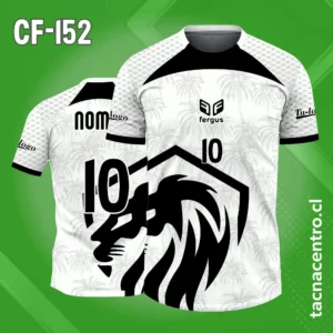 Camiseta de futbol escudo leon negro blanco