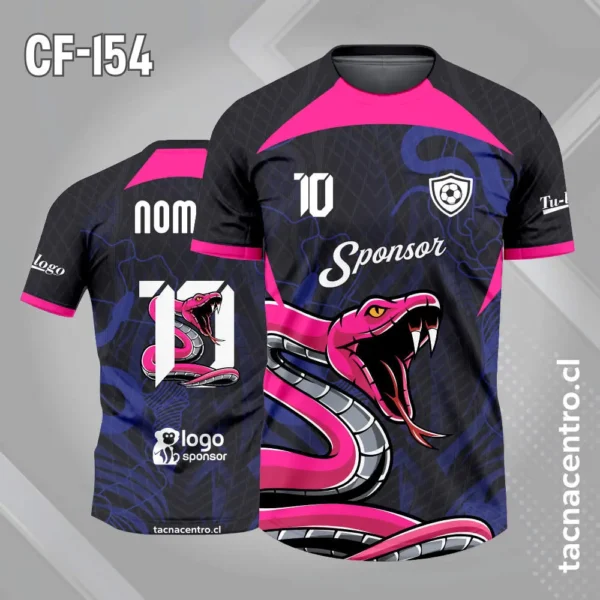Camiseta de futbol serpiente rosado negro
