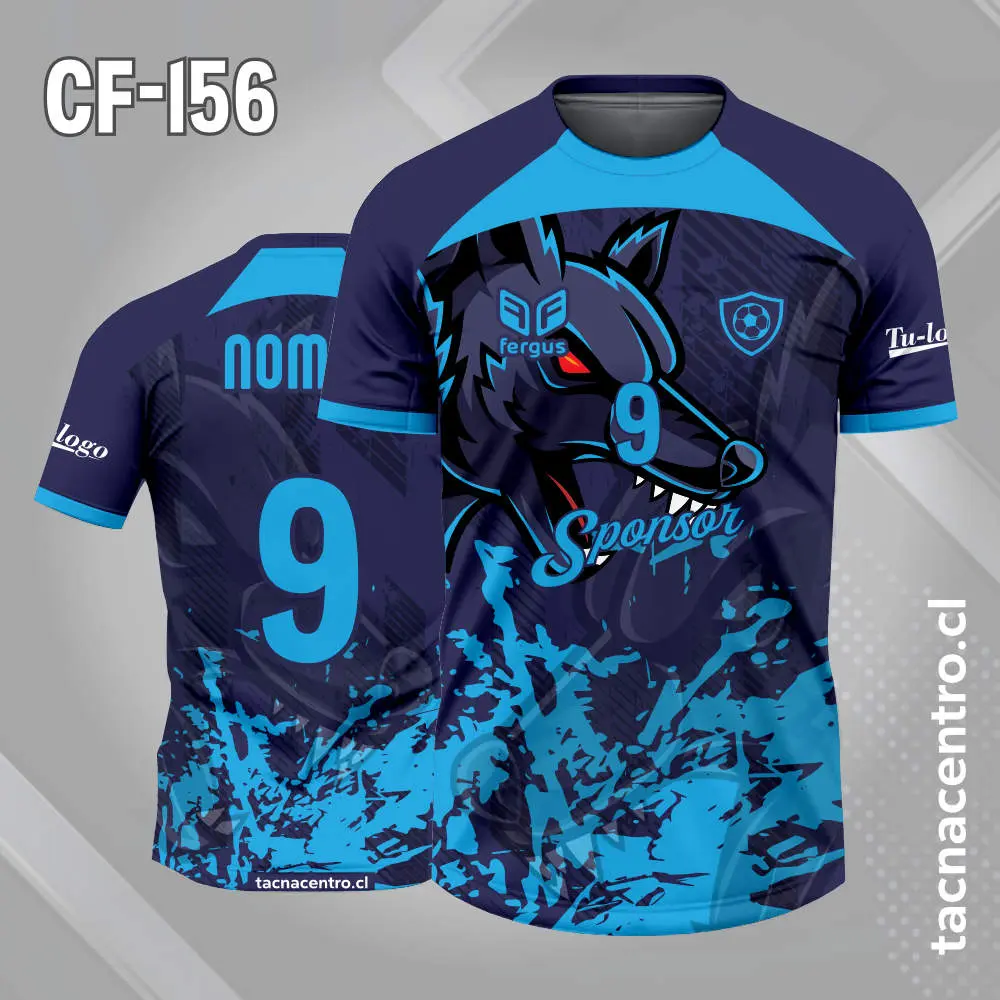 Camiseta de futbol lobo azul celeste